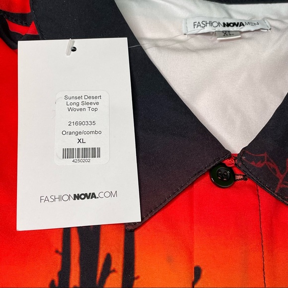 Fashion Nova Mens Sunset Desert Long Sleeve Western Button Up Shirt - Picture 8 of 8